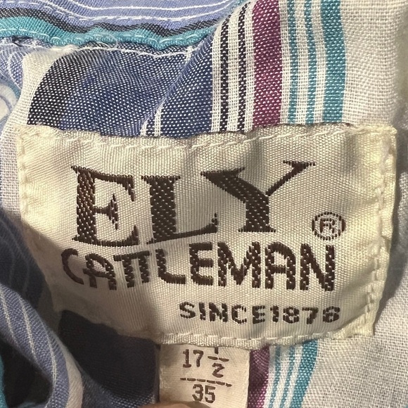 Vintage Ely Cattleman Striped Western Pearl Snap Button Down Mens Shirt - Picture 3 of 7